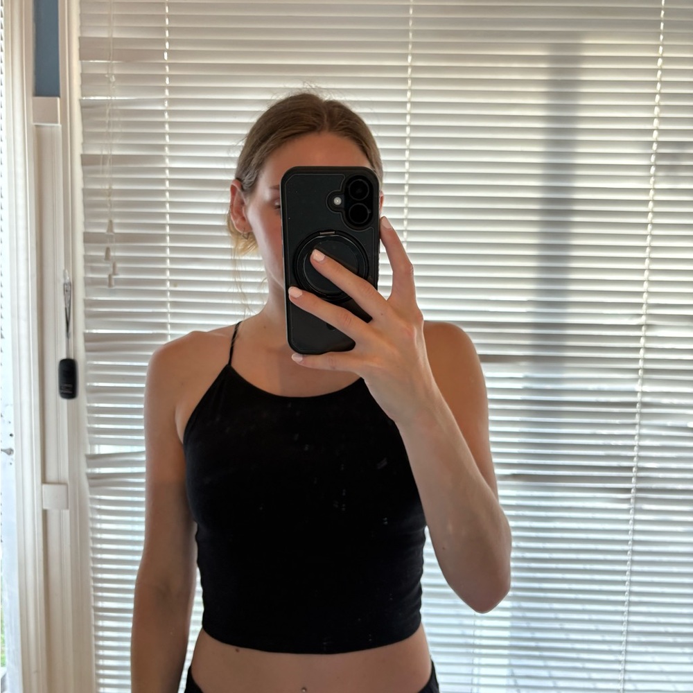 American Eagle Black Halter Crop Top